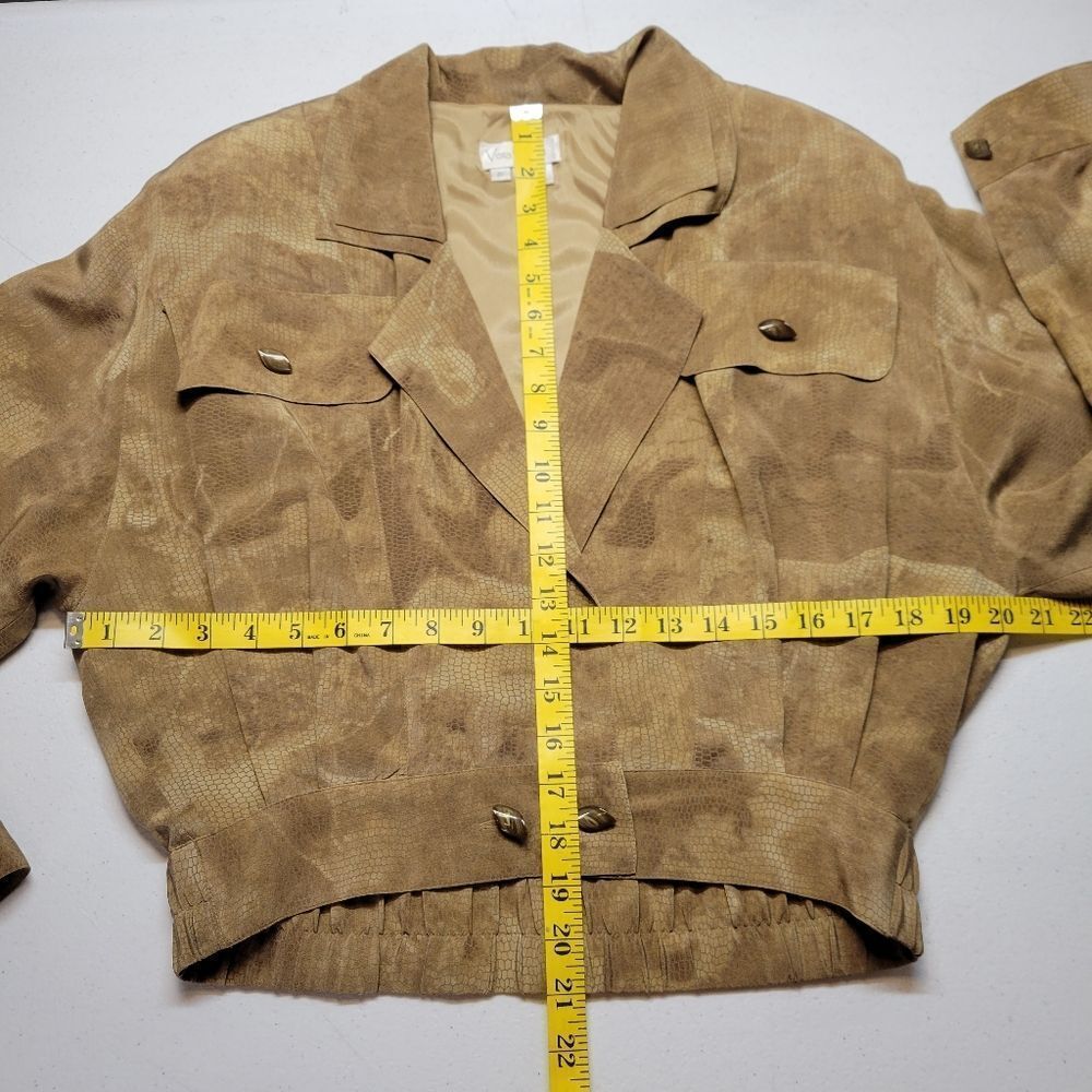 Vintage Silk Snakeskin Print Cropped Jacket Top & Faux Wrap Skirt Matching Set - Picture 11 of 15